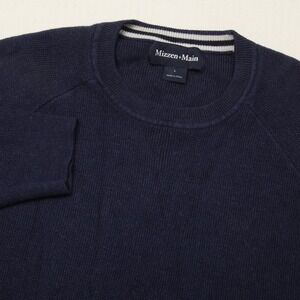 Mizzen+Main Cassady Sweater Mens Large Navy Crewneck Knit Pullover 1SW-1005